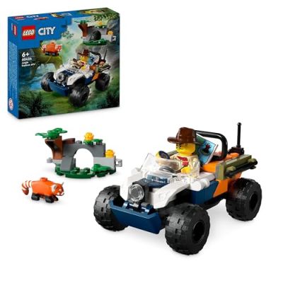 LEGO City Le Tout-Terrain de l’Explorateur de la Jungle et Le Panda Roux - Véhicule pour Enfants dès 6 Ans - Cadeau Garçons et Filles - Jeep Tout-Terrain - Minifigurine d’Aventurier et Animal 60424