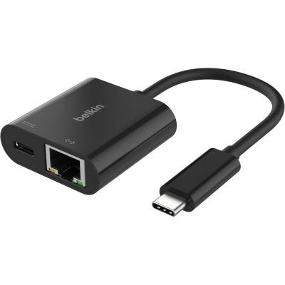 image Belkin Connect Adaptateur USB-C vers Ethernet + Recharge (100 W, Gigabit Ethernet, [10/100/1000] Mbits pour Une Connexion Internet Rapide, Compatible avec iPhone 16, Samsung Galaxy S24, etc.)