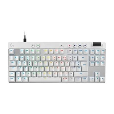 image Logitech G PRO X TKL RAPID, clavier gaming filaire sans pavé numérique touches analogiques magnétiques, mode de déclenchement rapide, actionnement réglable et RVB personnalisable - FRA AZERTY - Blanc