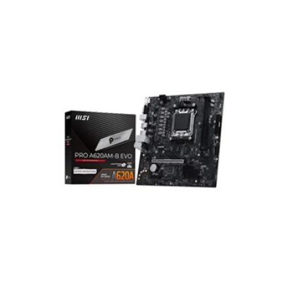 MSI Pro A620AM-B Evo Carte mère, Micro-ATX, pour processeurs AMD Ryzen 9000, 8000 & 7000, AM5 – DDR5 Memory Boost (6800+MHz/OC), 1 x PCIe 4.0 x16, 1 x M.2 Gen4