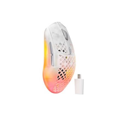 SteelSeries Souris de Jeu Aerox 3 WL Gen 2 Ghost sans Fil Souris sans Fil 2,4 Ghz/Bluetooth USB Ultra Légère Mince IP54 Étanche à la Poussière Durable 62715 Fantôme