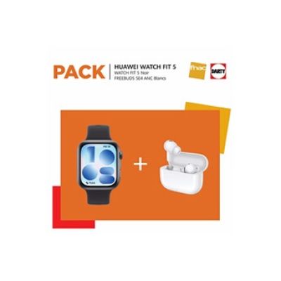 Pack Watch Fit 5 Bluetooth Noir + Ecouteurs sans fil True Wireless FreeBuds SE 4 avec réduction de bruit active Blanc