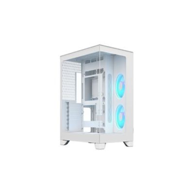 Fractal Design Pop 2 Vision White RGB boîtier PC Gaming avec Verre panoramique – Conception Double Chambre – 4 Ventilateurs RGB Reverse – ATX/E‑ATX/mATX/ITX