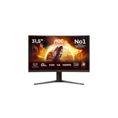 AOC Gaming Moniteur Incurvé, C32G4Z 32 Pouce 260Hz VA Dalle, 4ms GtG, HDR10, FreeSync Premium, Ajustable en Hauteur, Haut-parleurs, (1920x1080 HDMI 2X 2.0 DP 1x 1.4) Noir