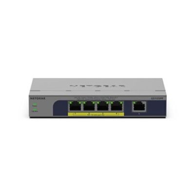 NETGEAR Switch Non manageable 5 Ports Gigabit Ethernet PoE+ (GS105P) - avec 4 PoE+ à 63 W, PoE Dynamique, sans Ventilateur, Montage sur Un Bureau ou Mural