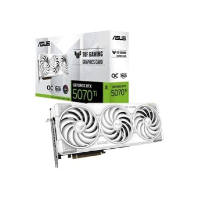 ASUS TUF Gaming GeForce RTX 5070 Ti 16GB GDDR7 OC Edition (Blanc) – Carte Graphique Gaming (PCIe 5.0, HDMI, Display 2.1, 3.125 Slot, Ventilateurs axiaux, revêtement Protecteur PCB)