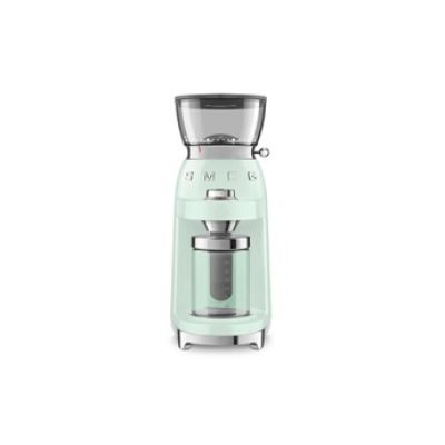 Smeg, Moulin à café CGF03PGEU - 15 niveaux de mouture - Réservoir à grains de café de 240 g - Quantité de mouture réglable - Système antistatique - 150 W - Vert clair