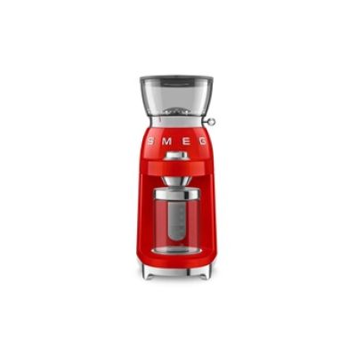 Smeg, CGF03RDEU Moulin à café 15 niveaux de broyage, récipient à grains de café 240 g, quantité de mouture réglable, avec système antistatique, 150 W, rouge