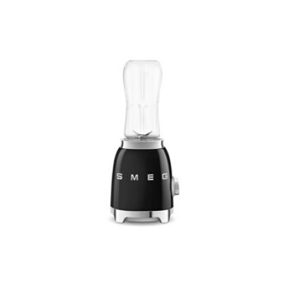 Smeg, Mini-Blender PBF00BLEU, 2 Niveaux de Vitesse, Blocage Moteur de Sécurité, 1 Bouteille de 600 ml Fournie, Base Antidérapante, Range cordon Intégré, 300W, Noir