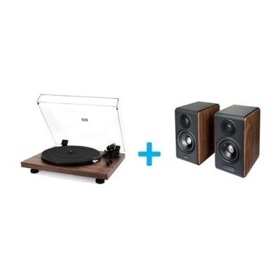 Pack platine vinyle JVC AL-F64T + 2 enceintes amplifiées Edifier S880DB MKII Noyer