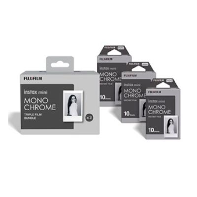 Pack de 30 Films Instax Mini Monochrome poses avec cadre blanc