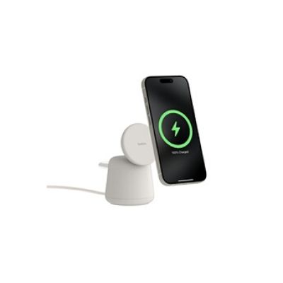Belkin BoostCharge Pro Chargeur sans Fil 2-en-1 avec Qi2, 15 W - Beige