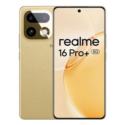 realme 16 Pro+ 5G Smartphone, 12+512GB, Appareil Photo 200MP OIS, Objectif Portrait 50MP, Batterie 7000mAh, Écran Courbe 6,8" 144Hz, Charge 80W, Fonctions IA, Double SIM, Or (avec Adaptateur)