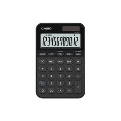 CASIO MS-20YC Calculatrice de Bureau compacte avec calcul de l'heure, Noire