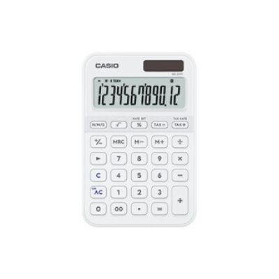 CASIO MS-20YC-WE Tischrechner, Weiß, 12-stellig, Solar/Batteriebetrieb