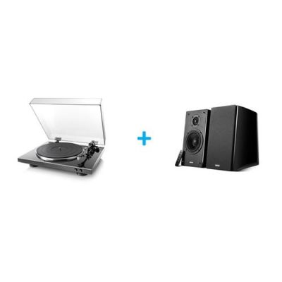Platine vinyle DENON DP-300F BKE2 NOIRE + Enceintes amplifiées Bluetooth EDIFIER R2000DB Noir Laqué vendues par paire