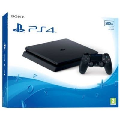 image Sony PlayStation 4 Slim 500 Go, Avec 1 manette sans fil DUALSHOCK 4 V2, Châssis F, Noir (Jet Black)