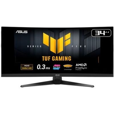 ASUS TUF Gaming Series 5 - VG34WQ5A - Moniteur gaming 34 pouces, WQHD (3440x1440), mode double (WQHD 200Hz ou HD 400Hz), Design incurvé, Fast VA, ELMB SYNC, 0,5 ms (GTG), VESA DisplayHDR™ 400, Display