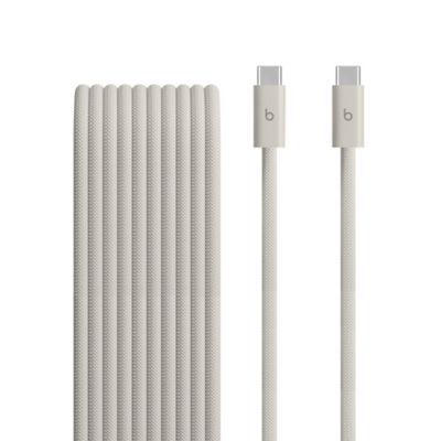 Câble tissé Beats USB-C vers USB-C 240 W, charge rapide, durable et anti-nœuds, compatible avec les appareils Apple et Android (3 m) – Gris éclair