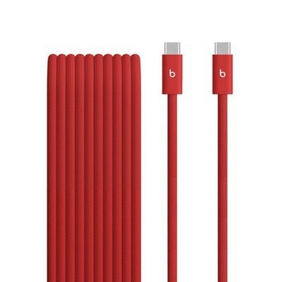 Câble tissé Beats USB-C vers USB-C 240 W, charge rapide, durable et anti-nœuds, compatible avec les appareils Apple et Android (3 m) – Rouge flash