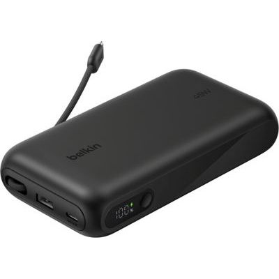 Belkin UltraCharge Batterie Externe 20K avec Câble USB-C Et Écran - Noir | Chargeur Portable 20K, Jusqu'à 3 Appareils (1 x USB-C + Câble Intégré, 1 x USB-A), 45 W, Chargeur Préchargé, Écran