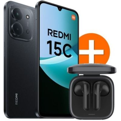 image Smartphone XIAOMI Pack Redmi 15C 4G 256Go Noir + Buds 6 Active