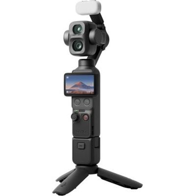 DJI Bundle Vlog Osmo Pocket 4P, caméra vlog à Double Objectif | Zoom optique 3×, 4K/240 ips, plage dynamique de 17 stops, stockage intégré de 103 Go, lumière d’appoint, Osmo FrameTap