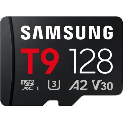 Samsung T9 Carte microSD, 128 Go, Carte mémoire pour Drones, caméras d'action et caméras 360°, UHS-I U3, Full HD & 4K UHD, 200 Mo/s en Lecture, 130 Mo/s en écriture, MB-MH128T/WW