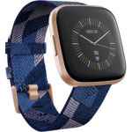 image produit Fitbit Versa 2, Édition Spéciale, Montre Connectée Forme et Bien-Être avec Contrôle Vocal, Score de Sommeil et Musique, avec Amazon Alexa Intégrée, Tissé Bleu, Marine et Rose
