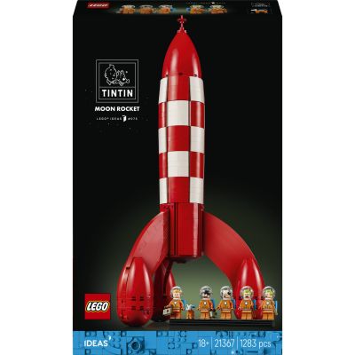 LEGO Ideas La Fusée de Tintin - Maquette de Navette Spatiale pour Adulte - Décoration de Bureau DIY avec 5 Minifigurines & Figurine de Milou Le Chien - Idée Cadeau pour Fans de Bande Dessinée 21367