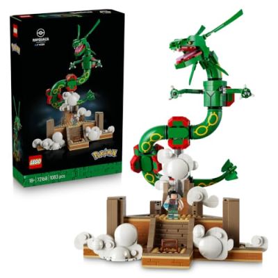 LEGO Pokémon Rayquaza 72168 | Set pour adulte, décoration DIY de chambre ou bureau, minifigurine de la dresseuse amaryllis, cadeau gaming, 1083 pièces