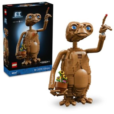 LEGO Ideas E.T. The Extra-Terrestrial - Set de Construction pour Adulte - Maquette avec Figurine d'Alien, Fleurs Artificielles & Brique Lumineuse - Cadeau pour Fan de Films Science-Fiction 21370