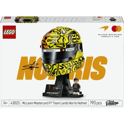 LEGO Editions McLaren MasterCard F1 Team Casque de Lando Norris - Objet Formule 1 - Maquette avec Minifigurine Collector - Cadeau dès 14 Ans pour Garçon, Fille ou Adulte Fan de Sport Automobile 43023