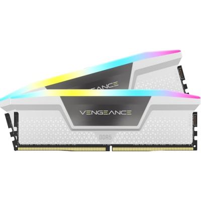 CORSAIR Vengeance RGB DDR5 32Go (2 x 16Go) Jusqu'à 6000MHz AMD Intel RAM | Mémoire pour Ordinateur de Bureau, Compatible AMD EXPO et Intel XMP 3.0, CL30, Blanc, CMH32GX5M2B6000Z30W