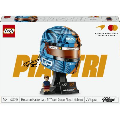 LEGO Editions McLaren MasterCard F1 Team Casque d’Oscar Piastri - Objet Formule 1 - Maquette avec Minifigurine Collector - Cadeau dès 14 Ans pour Garçon, Fille ou Adulte Fan de Sport Automobile 43017