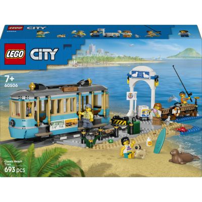 LEGO City Le Tramway de Bord de mer 60506 | Jouet train pour garçon dès 7 ans, maquette avec rails, 5 minifigurines & 5 figurines d'animaux, idée cadeau, 693 pièces
