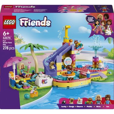 LEGO Friends Une Fabuleuse Journée au Parc Aquatique - Jouet Miniature avec Toboggan, 2 Mini-Poupées, 4 Figurines d'animaux & Accessoires pour Mascottes - Cadeau d'anniversaire pour Fille 6 Ans 42676
