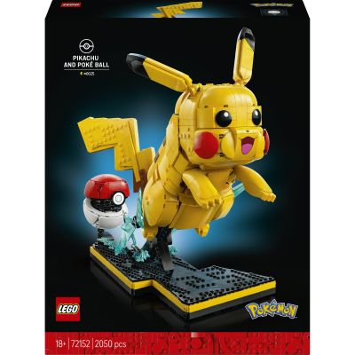 LEGO Pokémon Pikachu et Poké Ball - Set de Construction Adulte - Maquette de Figurine Anime Articulée & Présentoir Dynamique - Décoration Chambre ou Bureau DIY - Idée de Cadeau Gaming Collector 72152