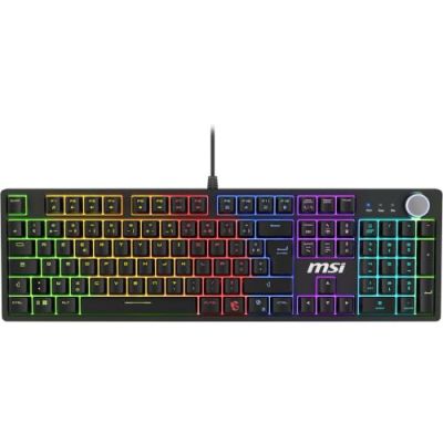 MSI Forge GK320 FR Clavier Gaming mécanique Filaire | Français AZERTY, pleine taille, switches RED (Linéaires) interchangeables, couvercle magnétique, touches ergonomiques, RGB