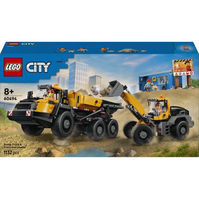 LEGO City Le Camion-Benne et la Chargeuse Frontale - Camions Jouets - Véhicules de Chantier Fonctionnels avec 3 Minifigurines - Cadeau d'anniversaire sur Le Thème des STEM pour Garçon dès 8 Ans 60494