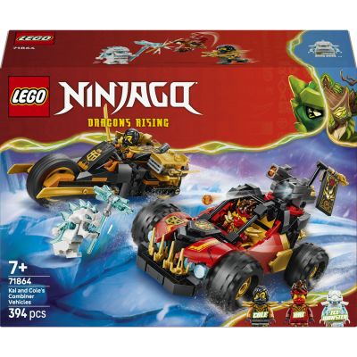 LEGO Ninjago Véhicules combinables de Kai et Cole 71864 | Jouet pour garçon dès 7 ans, 3 minifigurines dont Kai et Cole, voiture de ninja, moto, katanas, idée cadeau, 394 pièces