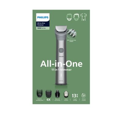 Tondeuse multifonction 11-en-1 étanche - PHILIPS - Series 5000 MG5941/15 - 120 min - Sans fil - Gris clair