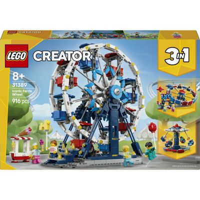 LEGO Creator 3-en-1 La Grande Roue légendaire 31389 | Jeu de construction garçon 8 ans, maquette de parc d’attractions transformable en manège ou manège ovni, cadeau, 916 pièces