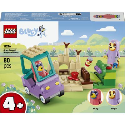 LEGO Bluey Les Grand-Mères avec Bingo et Bluey - Jeu Éducatif avec Voiture, 2 Minifigurines & Jardin - Set Montessori - Idée de Cadeau d'anniversaire pour Fille ou Garçon dès 4 Ans 11216