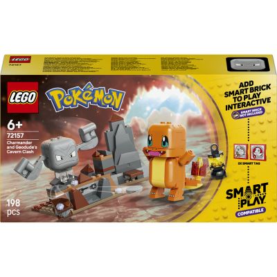 LEGO Pokémon Smart Play : Salamèche & Racaillou Combat dans la Grotte 72157 | SMART Brique non incluse, set Compatible, 2 Tags, 2 Figurines, cadeau pour garçon ou fille dès 6 ans, 198 pièces