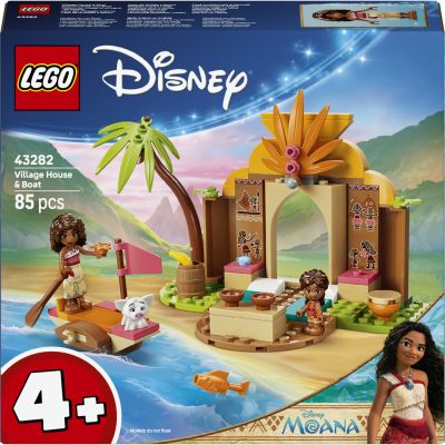 LEGO ǀ Disney Vaiana Maison de Village et Pirogue de Vaiana - Jouet Bateau - Jeu Éducatif avec 2 Mini-Poupées & Figurine Animal de Pua - Cadeau d'anniversaire pour Fille dès 4 Ans ou Fan 43282