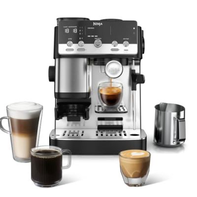 Ninja Luxe Café Mini 2-en-1, Machine à café filtre et expresso avec broyeur à grains intégré et mousseur manuel ES301EU