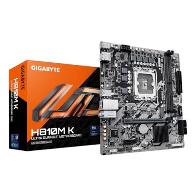 GIGABYTE H810M K Carte Mère – Processeurs Intel Core Ultra (Série 2), VRM 3+1+2 Phases, jusqu'à 6400 MHz DDR5, 1 x M.2 PCIe 4.0, LAN 1 GbE, USB 3.2 Gen 1