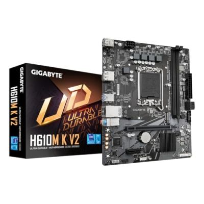 GIGABYTE H610M K V2 Carte mère - Processeurs Intel Core 14ᵉ génération, jusqu'à 5600 MHz DDR5, 1xPCIe 3.0 M.2, LAN 1GbE, USB 3.2 Gen 1