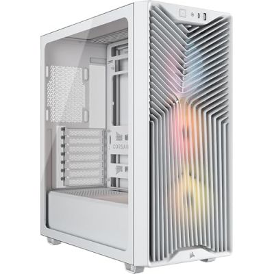 CORSAIR 3200D RS ARGB Boîtier PC Moyen Tour – 3 Ventilateurs Inclus – Blanc